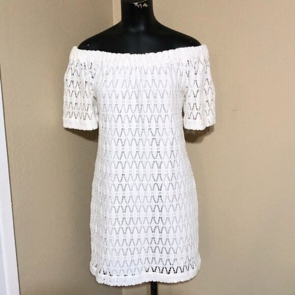A.L.C. Bolen Crotchet Lace Off The Shoulder Dress in White Size 4 - Picture 2 of 8